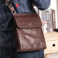 AETOO Men's leather shoulder bag, head leather casual fashion shoulder bag, simple cowhide sloping bag