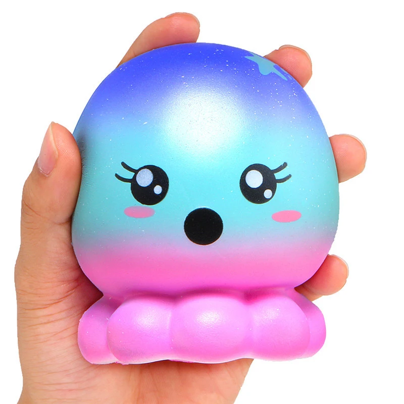 Slow Rising Blue Octopus Squash Jumbo Anti stress Animal Soft Squishy