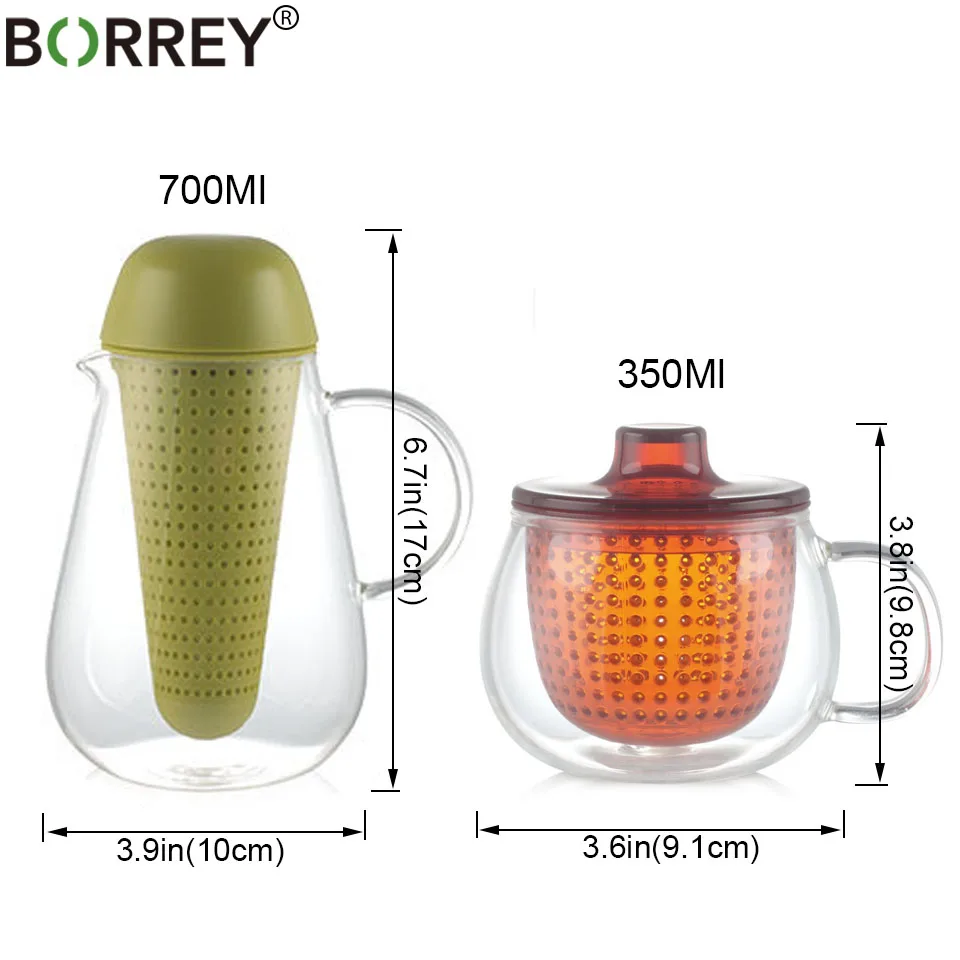 BORREY 350 мл прозрачный стеклянный чайник термостойкая стеклянная чайная чашка с крышкой и ситечком пуэр Молочный Улун чайный горшок с фильтром для заварки