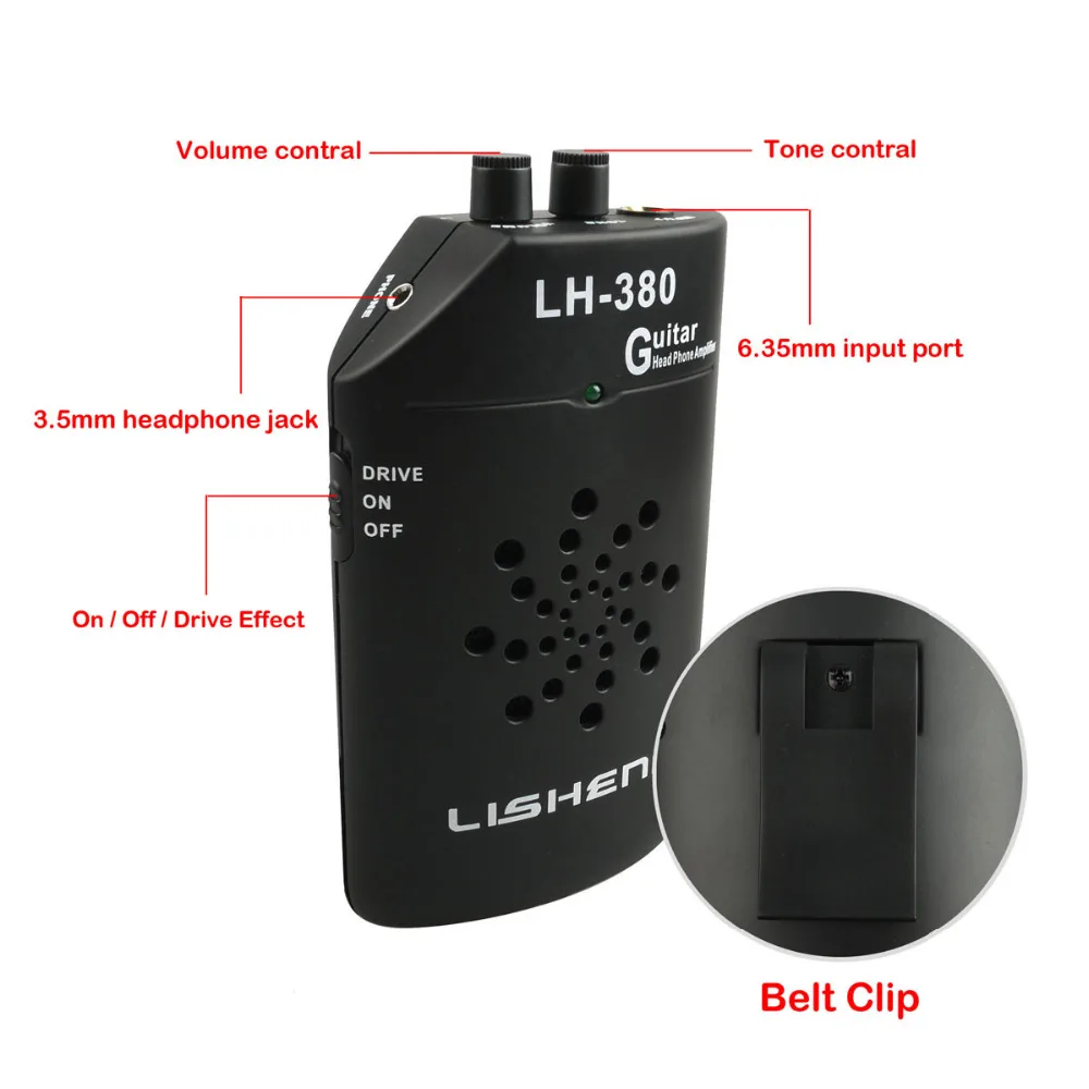 Mini Portable Electric Bass Guitar Amplifier 9V 1 3W Audio Guitar Amp With Distortion Effect Clip AMP Headphone Speaker 100 D