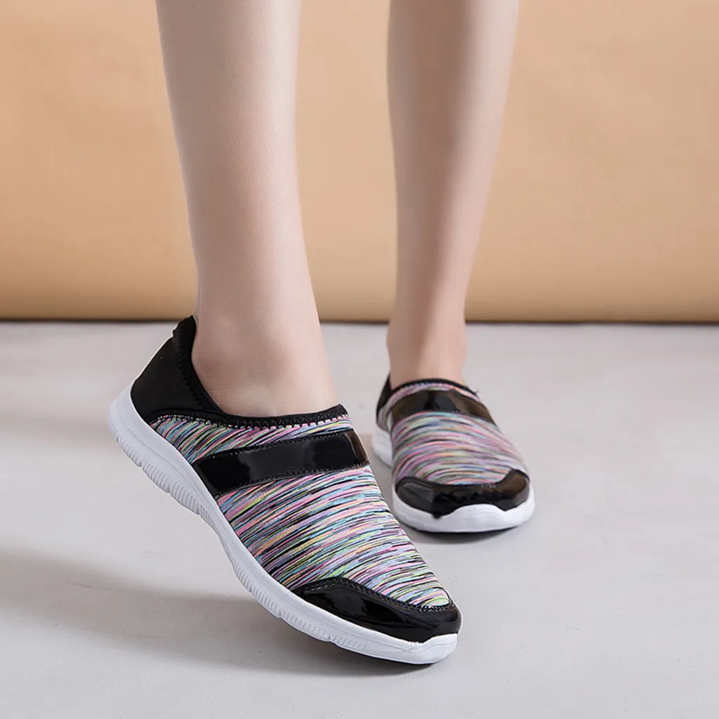 

MUQGEW New arrival mixed colors flats sneaker for Women Fashion Casual Slip On Breathable Soft Lightweight Running Shoes