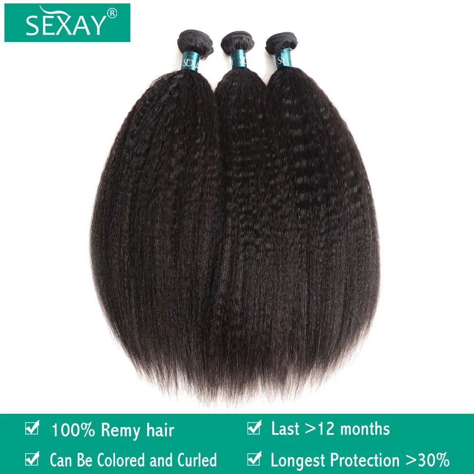 10-30inch Kinky Straight Hair Weaves 1-3 Bundles Can Be Dyed and Curl Brazilian Hair Weave Bundles Sexay Remy Yaki Human Hair (1)