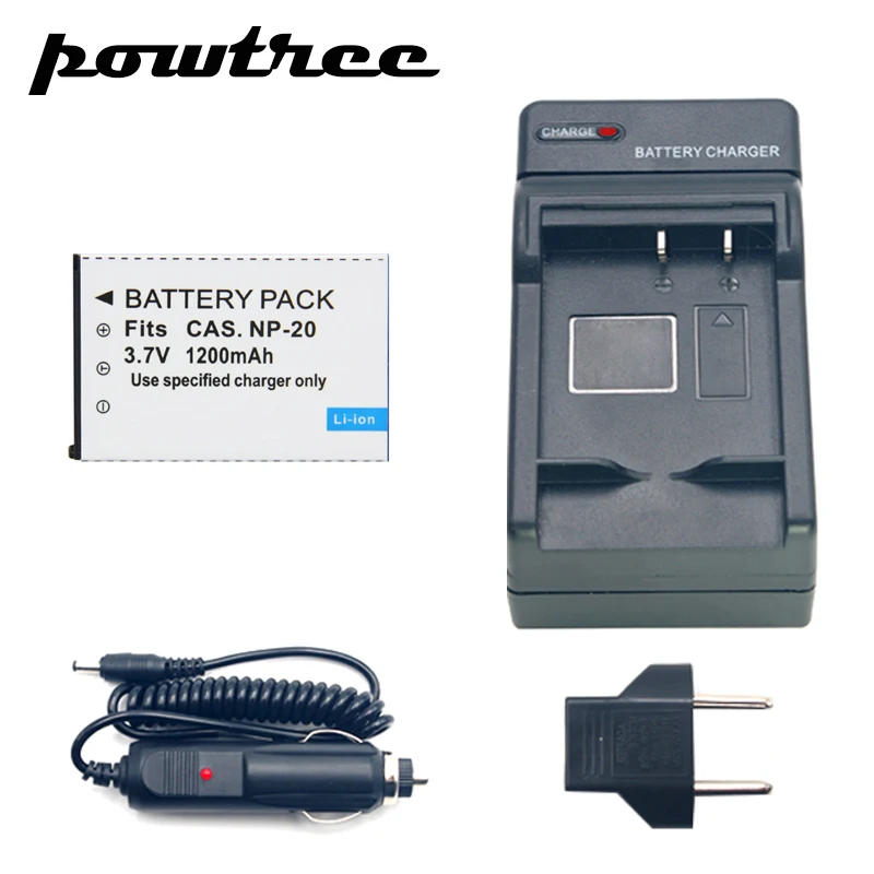1Pack NP 20 3.7V 1200mAh Li ion Battery+Battery Charger+Car charger