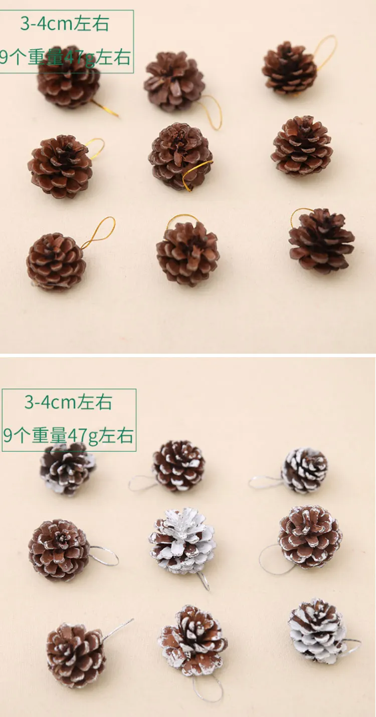 18pcs Natural Pinecone Christmas Tree Hanging Ornament Christmas Decorations For Home