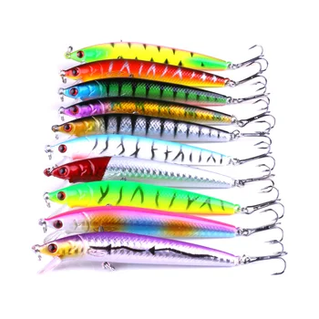 

100pcs ePacket fishing lure Crankbaits 9.5CM/8.5G 6# hooks Long Minnow fishing hard bait Diving depth:0.6-1.2m