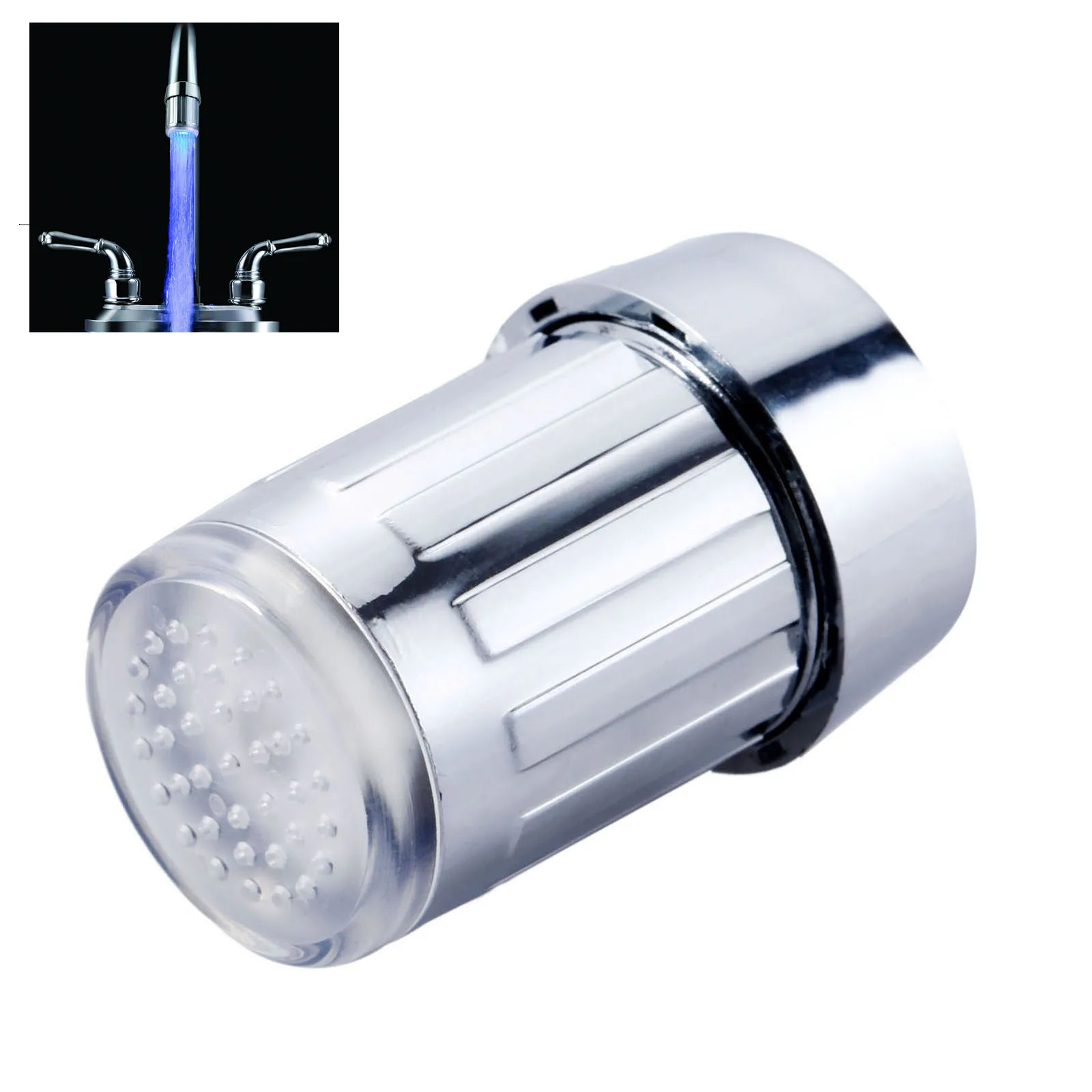 Светодиодный водопроводный кран поток света кухня; ванная; душ кран насадка головка датчик температуры Синий кран с подсветкой