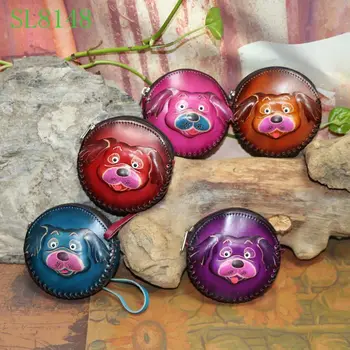

cartoon animal dog bag genuine leather coin purse handmade coin bag mini round wallet cowhide coin purse cute bag