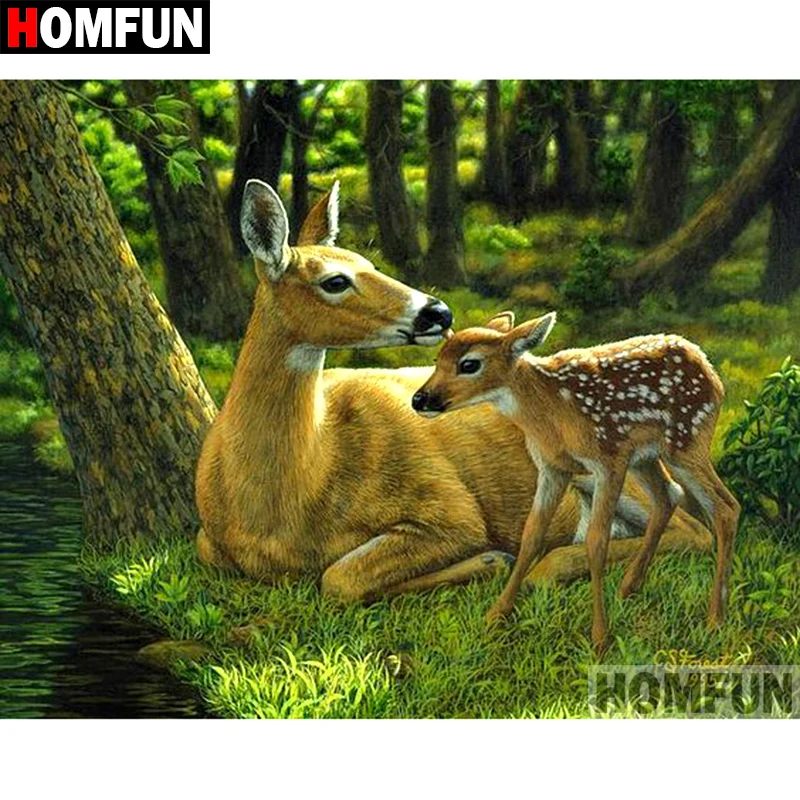 Алмазная живопись HOMFUN A07795 картина Лес олень с полными квадратными/круглыми