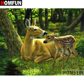 

HOMFUN Full Square/Round Drill 5D DIY Diamond Painting "Forest deer" Embroidery Cross Stitch 5D Home Decor Gift A07795