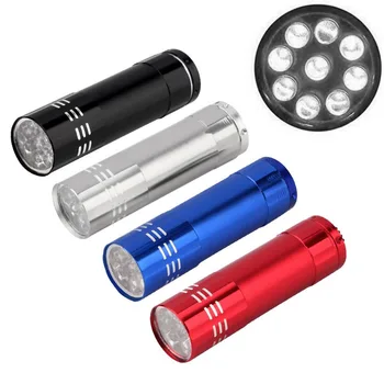 

High-Quality Mini Aluminum Ultra Violet 9 LED Flashlight Torch Light Lamp Penlight LED Flashlight Lamp Free Ship Worldwide