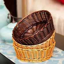 Корзина для хранения из ротанга ручной работы, декоративные плетеные корзины для мусора фруктов, косметика, чай, стол для пикника, органайзер, домашний декор