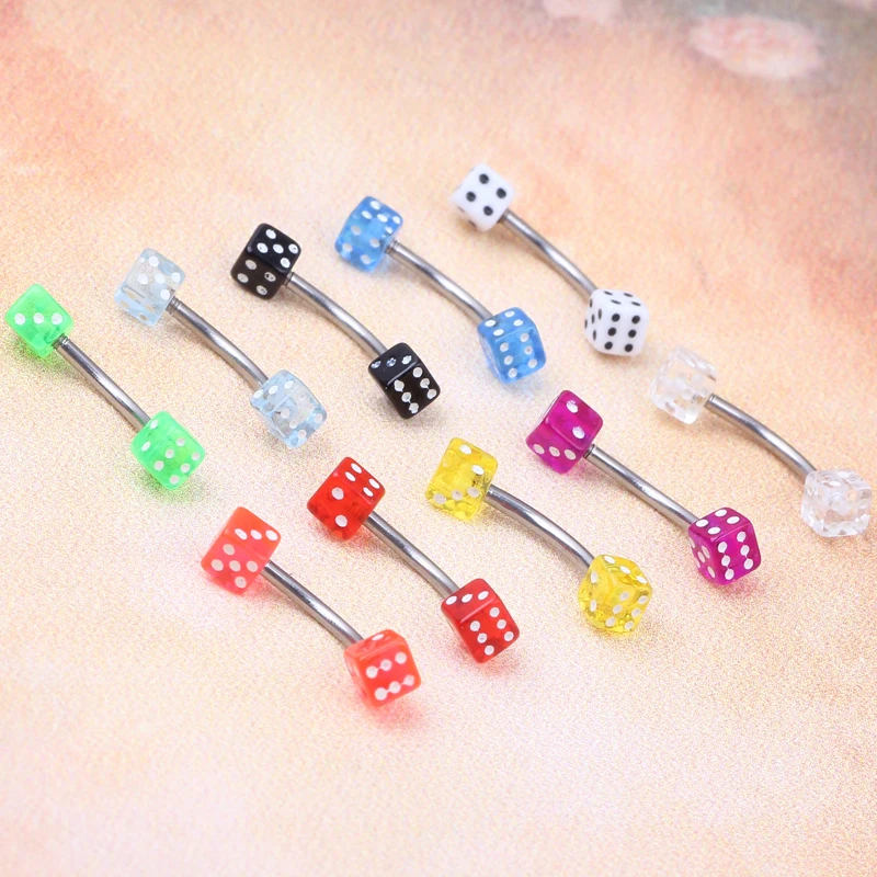Buy Wholesale 90Pcs Mixed 9 color Dice Eyebrow Pierced Tragus Bars Barbells