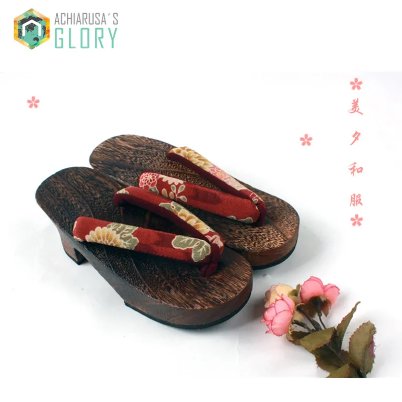 Women flip-flops geta 2017 Summer sandals Japanese Geta wooden slippers Clogs shoes woman Cosplay shoes wedge sandalias mujer