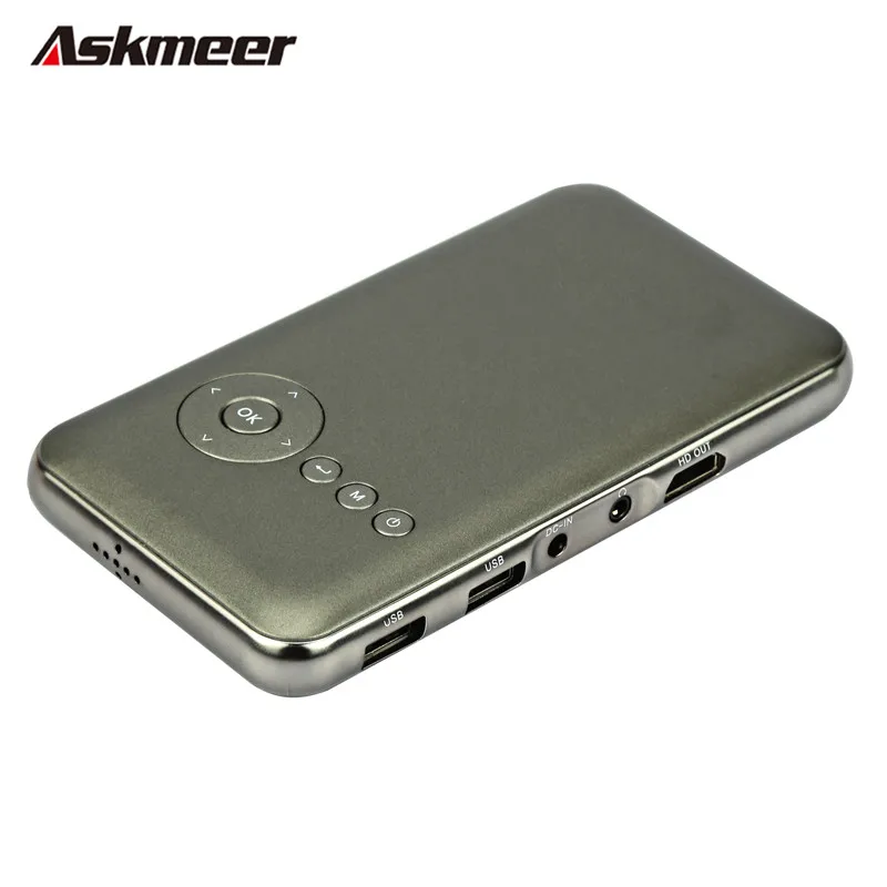

Askmeer Portable Mini Home Cinema Projector 1G+16G DLP LED Wifi HD Projector Android 4.4 With HDMI for Business Travel Outdoor