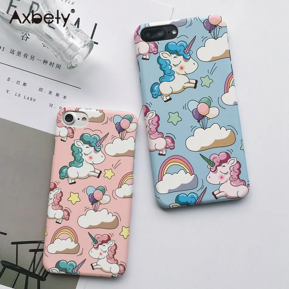 Axbety для iPhone 8 каваи Единорог симпатичный чехол СПС 6 s x 7 плюс розовый мультфильм