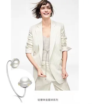 

YP304 Hot Comet Jupiter 925 Sterling Silver Zircon Pearl Cuff Bangle HE Created A*M Women Wedding jewelry