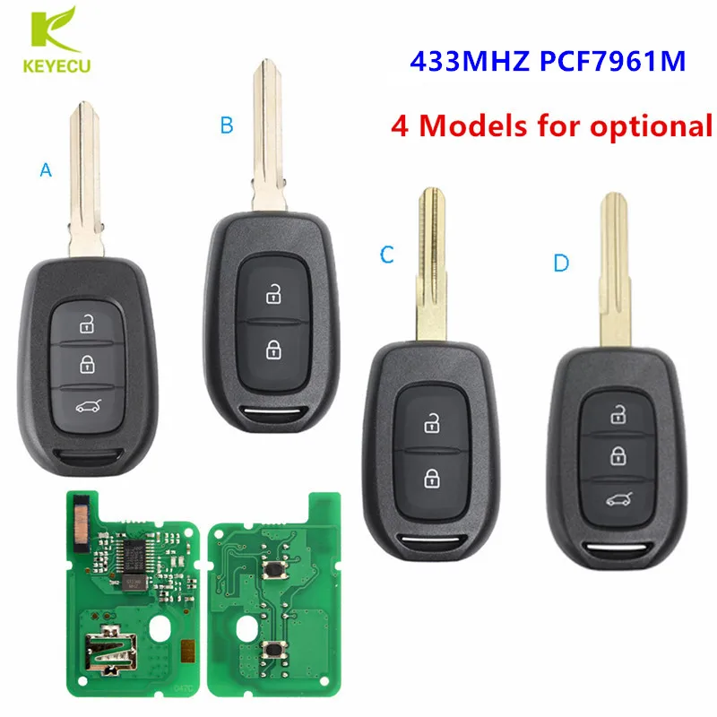 

KEYECU Replacement Remote Key Fob 433MHz PCF7961M for Renault Symbol Logan Duster Trafic Clio 4 Master 3 Logan Dokker 2013-2017