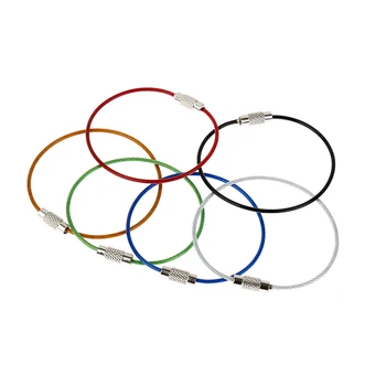 

5pcs 1.5*150mm EDC Keychain Tag Rope Stainless Steel Wire Cable Loop Screw Lock Gadget Ring Key Keyring Circle Camp Hanging Tool
