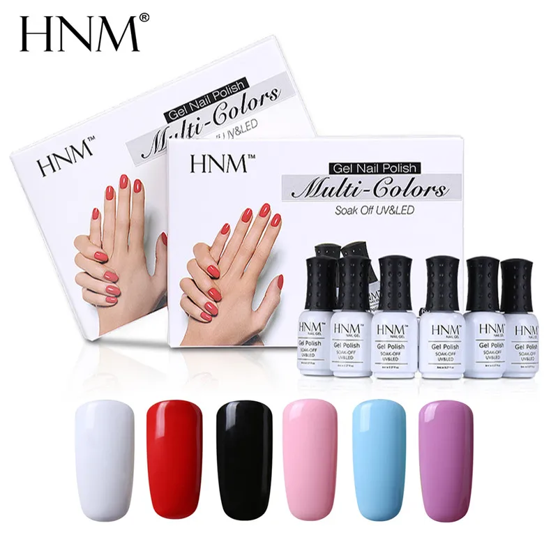 HNM набор однотонных цветов 6 шт/комплект Классическая серия набор УФ-гель для ногтей замачиваемый лаковый лак для ногтей DIY Гибридный лак Эмаль - Цвет: set 2