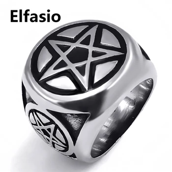 

Mens Boys Stainless Steel Ring Band Wicca Magic Pentagram Pentacle Star Wholesale Biker Jewelry Size 7-14