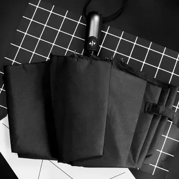 

Ten Bones Enlarge Business Three-fold Automatic Folding Umbrella Sunny Rain Umbrella Rain Gear Items Household Merchandises