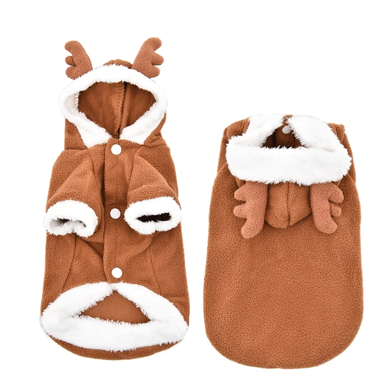 

New Arrival Pet Dog Cat Winter Clothes Cute Lovely Reindeer Shape Comfortable Short Fluff Material Pet Changing Clothes Cosplay