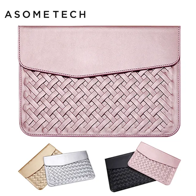 Luxury PU Leather Laptop Bag Case For Macbook Air Pro Retina 11 12 13 15 Weaving Protective Sleeve Pouch Bag For Mac book Cover
