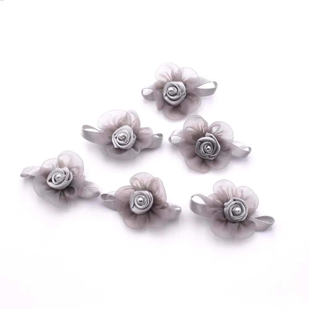 20pcs/lot 3cm Handmade Fabric Flowers Rose flower Iron on