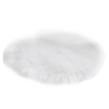 

Faux fur rug, soft Fleece imitation Area Anti-slip mats Yoga mats for living room Bedroom Sofa Floor mats (White round, 60 x 6