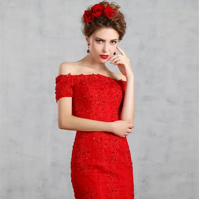 Red and White Bridesmaid Dresses