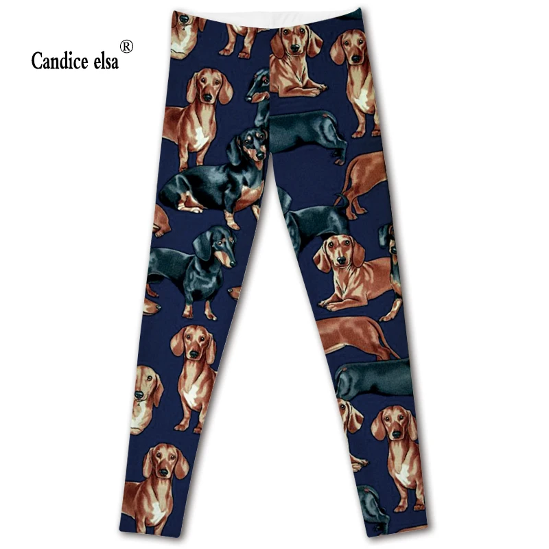 CANDICE ELSA women leggings elastic fitness legging dog