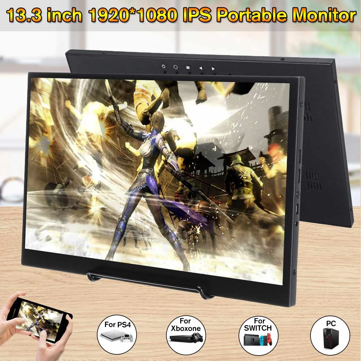 

13.3 Inch Portable LCD Monitor IPS Gaming Computer HD 1080P Screen HDMI USB Display for Switch Laptop Phone for PS4 for XBOX