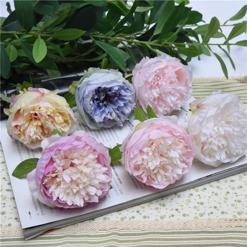 

10Pcs big Peony flower head Artificial flower DIY headwear silk flower wall decoration rose head simulation flores