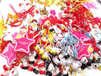 

200 pcs Cartoon lucky cats Jingle Bells,Christmas Decoration,DIY Crafts,Cartoon Lanyard Accessories Bell key Chains gifts m-01