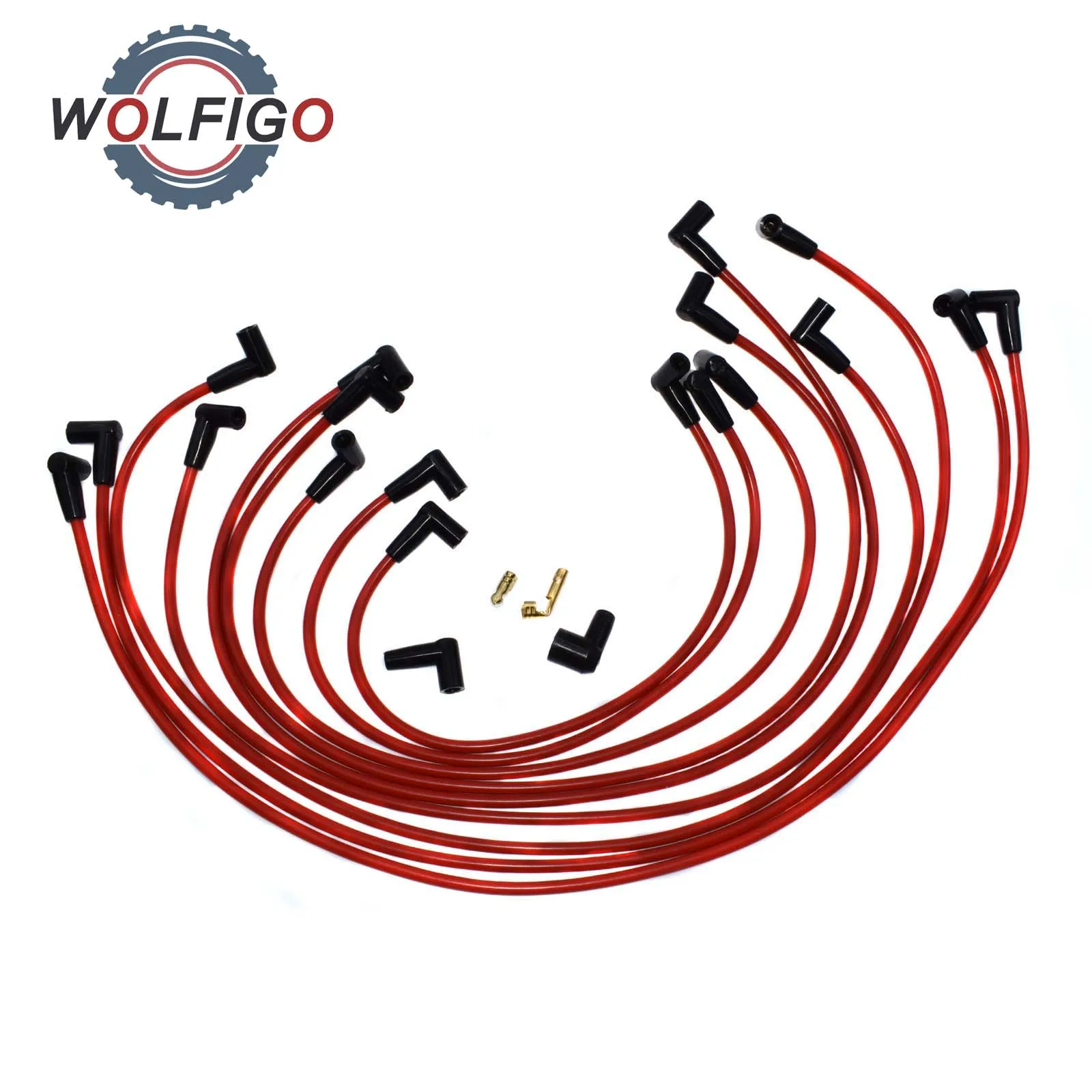 

WOLFIGO 9 Pcs 73684 Spark Plug Wire Cable Set Kit 90 Degree HEI Silicone Over Valve 9mm For Chevrolet Matiz Daewoo Tico
