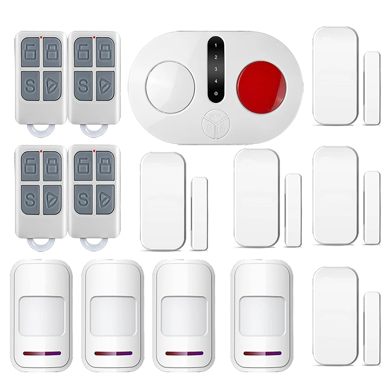

Wireless Security Alarm System for Home Office Safe Anti-theft  Field Flash Strobe Siren Door Sensors Motion Detector