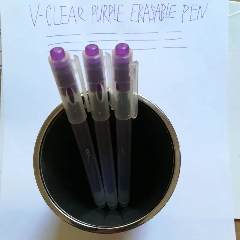 Стираемая ручка VCLEAR, фиолетовые стираемые чернила, волшебная ручка для письма, нейтральная ручка, волшебный тепловой стержень со стираемыми чернилами, ручка для школьного письма