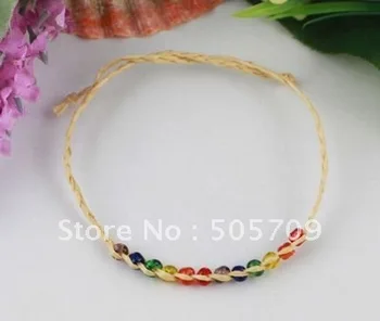 

48PCS Multi-colours glass seed braided raffia bracelets #21616