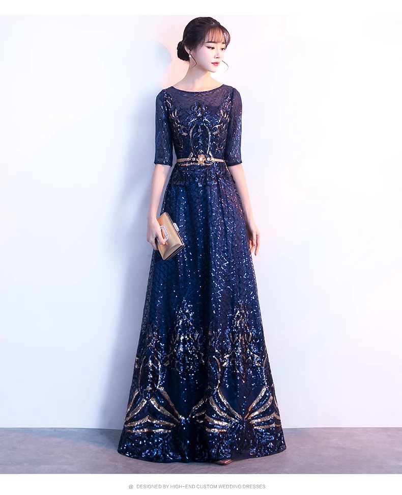Robe De Soiree темно синее длинное вечернее платье 2020 ТРАПЕЦИЕВИДНОЕ элегантное с