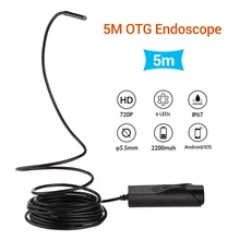 5,5 мм OTG эндоскоп змеиная трубка бороскоп HD Инспекционная камера видео 5 м IP67 Водонепроницаемый 2MP 720P 6LED Micro USB для Android IOS