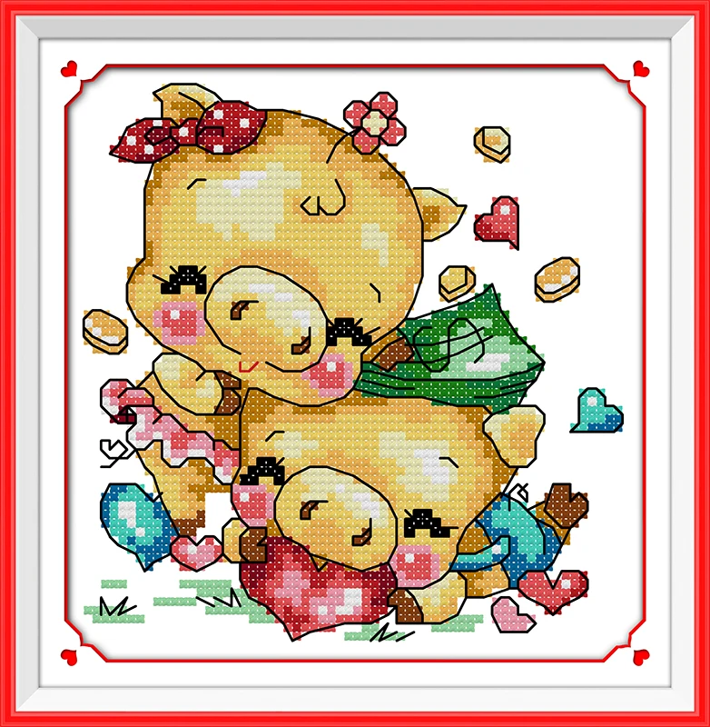 Lovely pig (2) cross stitch kit 14ct 11ct count print canvas stitches embroidery DIY handmade needlework plus | Дом и сад
