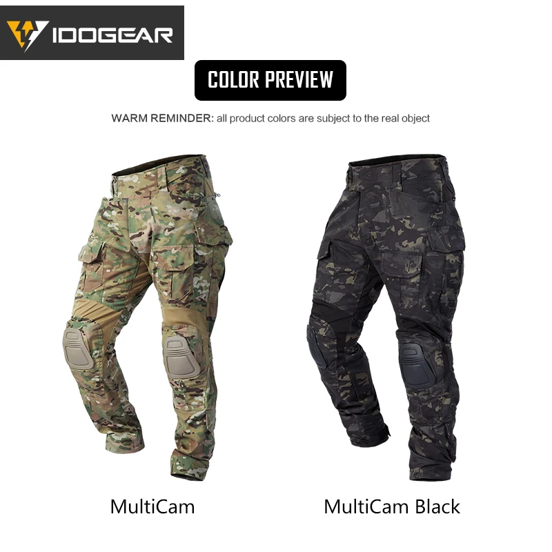 IDOGEAR Тактические bdu G3 боевые штаны камуфляж BDU военные армейские штаны с подушечками Мультикам для охоты 3205