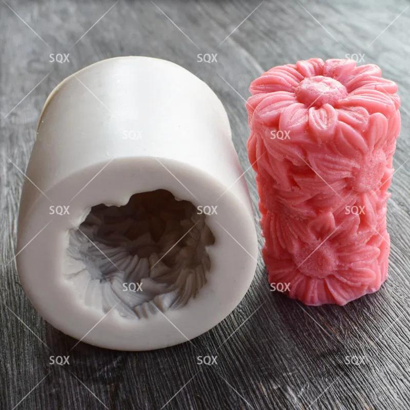 

Cylindrical Chrysanthemum Soap Mold Chocolate Cake Decorating Tools DIY Cookies Fondant Silicone Mold Silicone Mould SQ17151