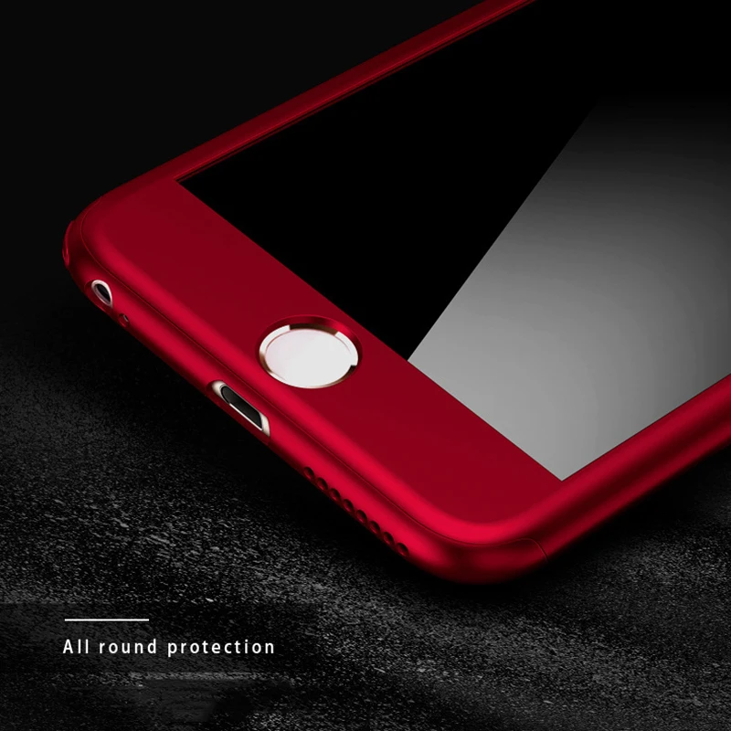 360 Case Full Body Coverage Phone Cases for iPhone 7 6 6s Plus Fundas Fashion Matte Hard PC Cover Free Glass Screen Film 360 Case Full Body Coverage Phone Cases for iPhone 7 6 6s Plus Fundas Fashion Matte Hard PC Cover Free Glass Screen Film