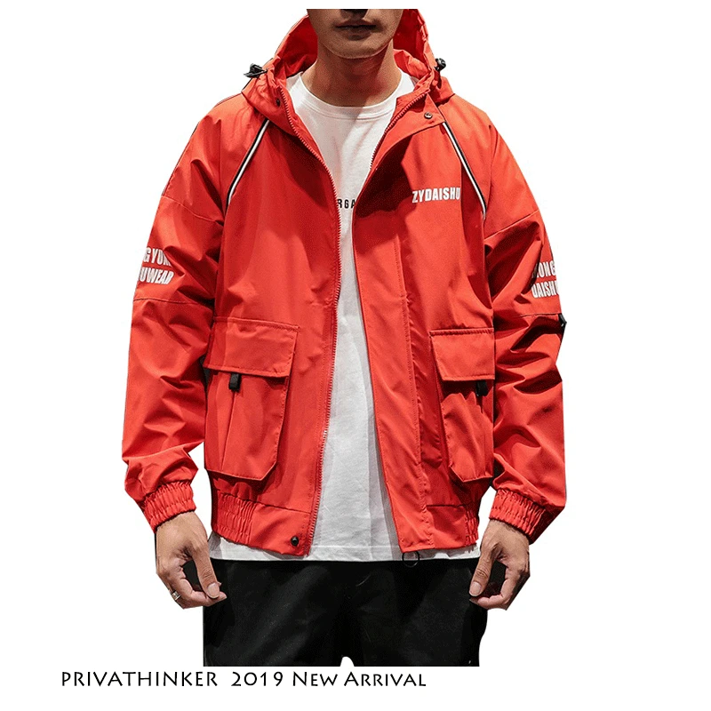 Privathinker Men Streetwear Bomber Jacket 2019 Mens Hip Hop Windbreaker Hooded Jacket Male Harajuku Fashions Red Jackets Coats Privathinker Men Streetwear Bomber Jacket 2019 Mens Hip Hop Windbreaker Hooded Jacket Male Harajuku Fashions Red Jackets Coats