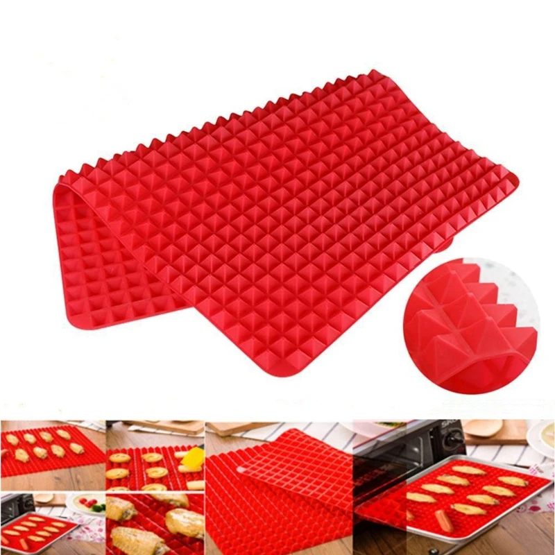

1PCS Red Silicone Pyramid Baking Mat Bakeware Pans Mat Heat-resistant Cooking Oven Mat Baking Pad Silicone Roasting Mat Kitchen