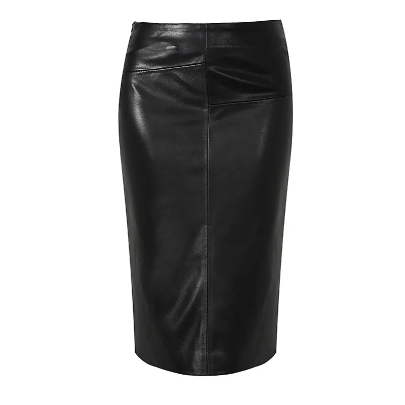 Women Sheepskin Skirt Wrap Hip Leather Over The Knee Leather Skirt Female High Waist Sexy Split Package Hip Skirt W532 5