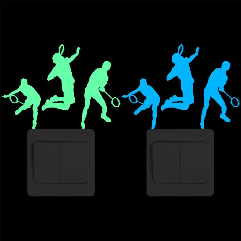 

Badminton Fashion Sports Glow in the Dark Switch Sticker Home Decor Luminous Wall Sticker Kids Rooms DIY Decoration Poster Decal