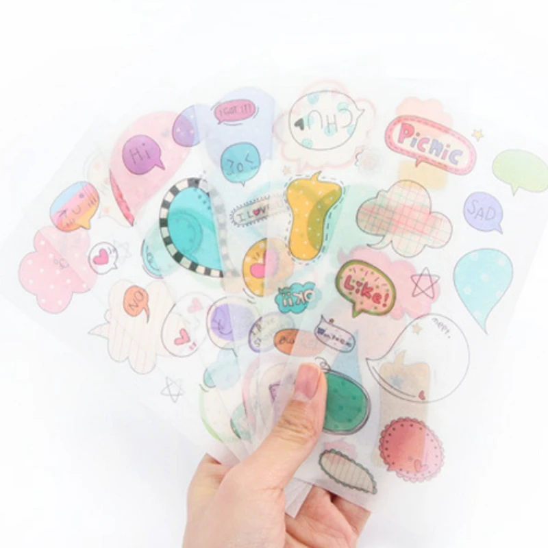 

15packs/lot Kawaii Dialog PVC Transparent DIY Diary Decorative Scrapbooking Sticker Creative Cartoon Stationery Wholesale
