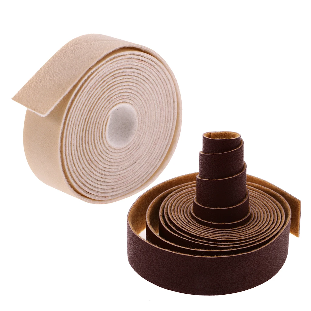 2pcs 10 Meters Leather Straps Strip for Belt Handle Crafts Making Garment Accessories Beige/Brown, 2cm Wide